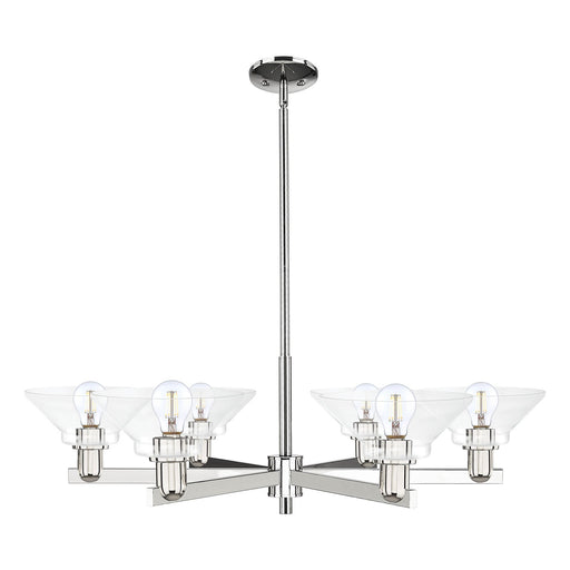 Innovations Orwell 38in 6-Light Chandelier | Industrial Polished Nickel and Clear Glass | Dining Room & Living Room | Model 716-6CR-PN-G132