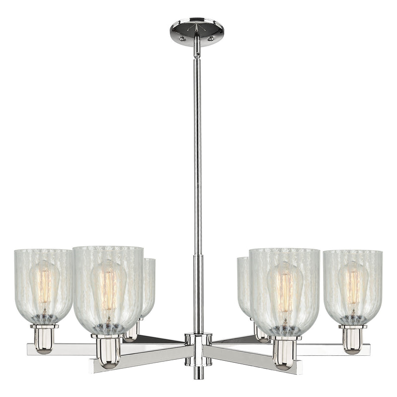 Innovations Caledonia 35in 6-Light Chandelier | Industrial Polished Nickel and Mouchette Glass | Dining Room & Living Room | Model 716-6CR-PN-G2511