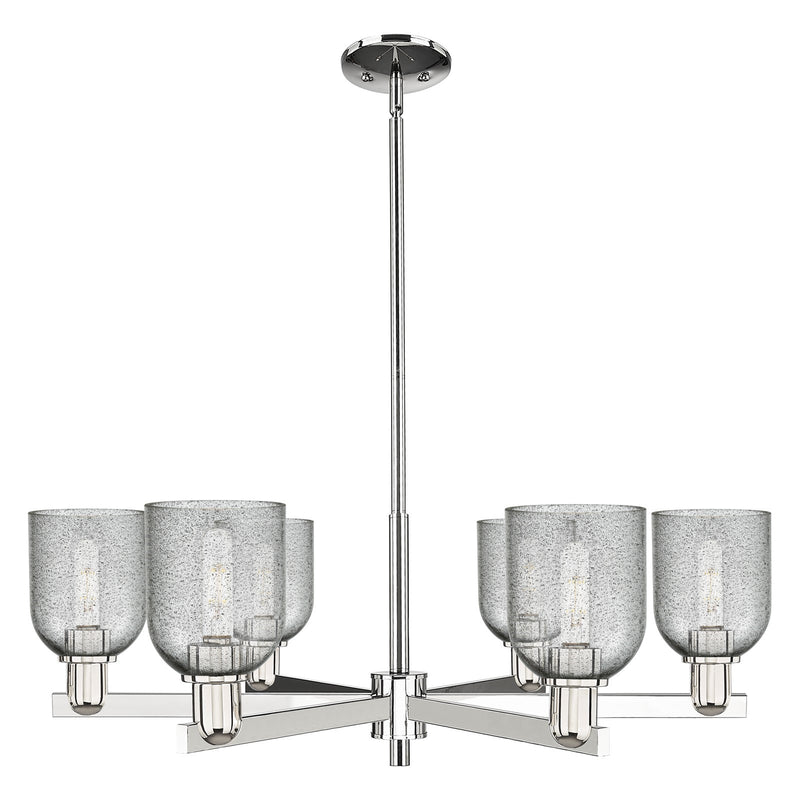 Innovations Caledonia 35in 6-Light Chandelier | Industrial Polished Nickel and Charcoal Glass | Dining Room & Living Room | Model 716-6CR-PN-G257