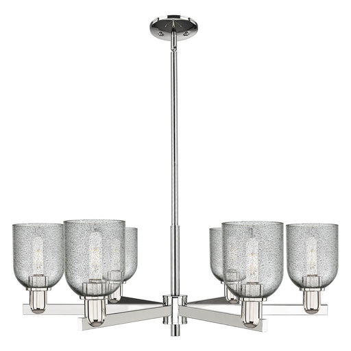 Innovations Caledonia 35in 6-Light Chandelier | Industrial Polished Nickel and Charcoal Glass | Dining Room & Living Room | Model 716-6CR-PN-G257