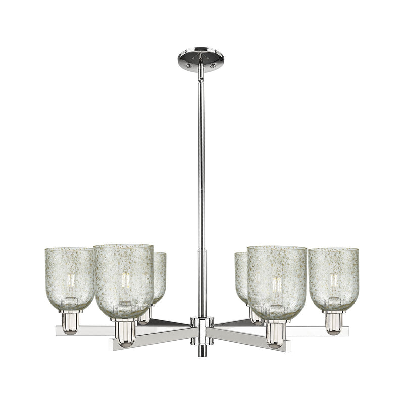 Innovations Caledonia 35in 6-Light Chandelier | Industrial Polished Nickel and Mica Glass | Dining Room & Living Room | Model 716-6CR-PN-G259