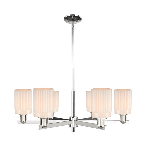 Innovations Hadley 34in 6-Light Chandelier | Industrial Polished Nickel and Matte White Glass | Dining Room & Living Room | Model 716-6CR-PN-G341