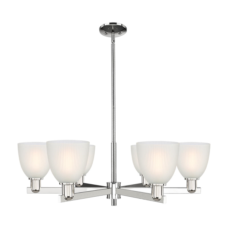 Innovations Castile 36in 6-Light Chandelier | Industrial Polished Nickel and White Glass | Kitchen Island & Dining Room | Model 716-6CR-PN-G381