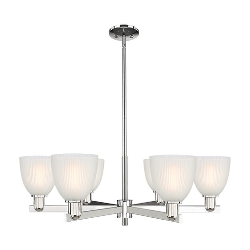 Innovations Castile 36in 6-Light Chandelier | Industrial Polished Nickel and White Glass | Kitchen Island & Dining Room | Model 716-6CR-PN-G381