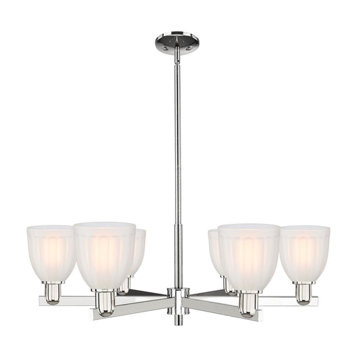 Innovations Brookfield 36in 6-Light Chandelier | Industrial Polished Nickel and White Frosted Glass | Dining Room & Living Room | Model 716-6CR-PN-G441
