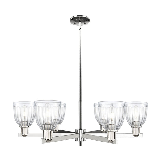 Innovations Brookfield 36in 6-Light Chandelier | Industrial Polished Nickel and Clear Ribbed Glass | Dining Room & Living Room | Model 716-6CR-PN-G442
