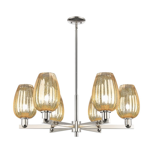 Innovations Preston 6Lt 24" Flute Stem Chandelier, PN/MC - 716-6CR-PN-G457-6ME