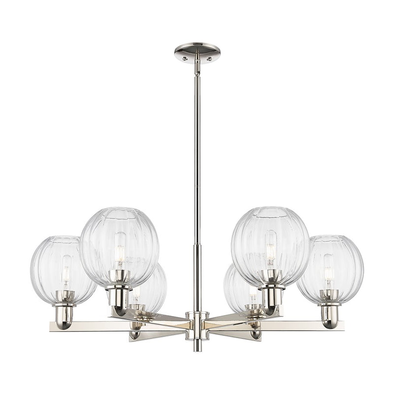 Innovations Preston 6Lt 24" Globe Stem Chandelier, PN/CL - 716-6CR-PN-G458-7CL