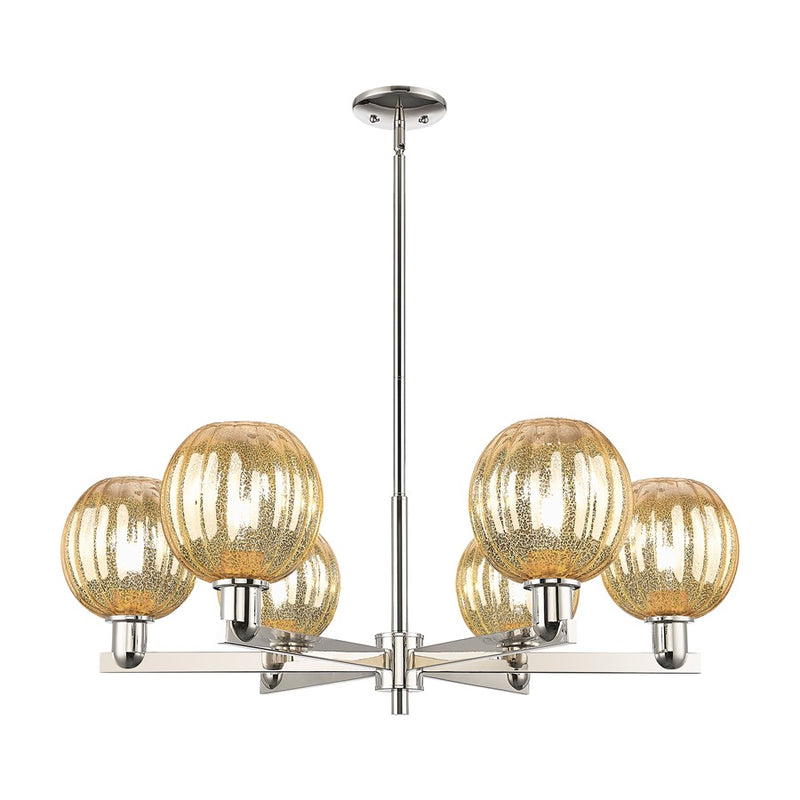 Innovations Preston 6Lt 24" Globe Stem Chandelier, PN/MC - 716-6CR-PN-G458-7ME