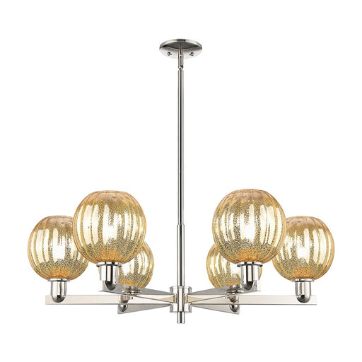 Innovations Preston 6Lt 24" Globe Stem Chandelier, PN/MC - 716-6CR-PN-G458-7ME