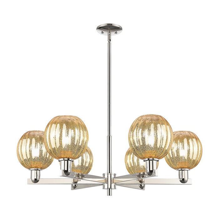 Innovations Preston 6Lt 24" Globe Stem Chandelier, PN/MC - 716-6CR-PN-G458-7ME
