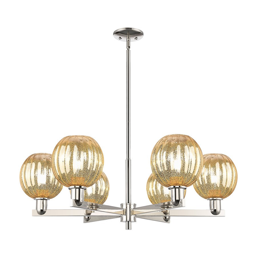 Innovations Preston 6Lt 24" Globe Stem Chandelier, PN/MC - 716-6CR-PN-G458-7ME