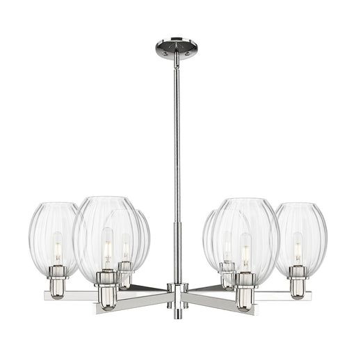 Innovations Preston 6Lt 24" Bell Stem Chandelier, PN/Clear - 716-6CR-PN-G459-6CL