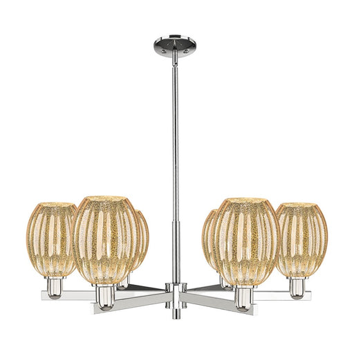 Innovations Preston 6Lt 24" Bell Stem Chandelier, PN/MC - 716-6CR-PN-G459-6ME