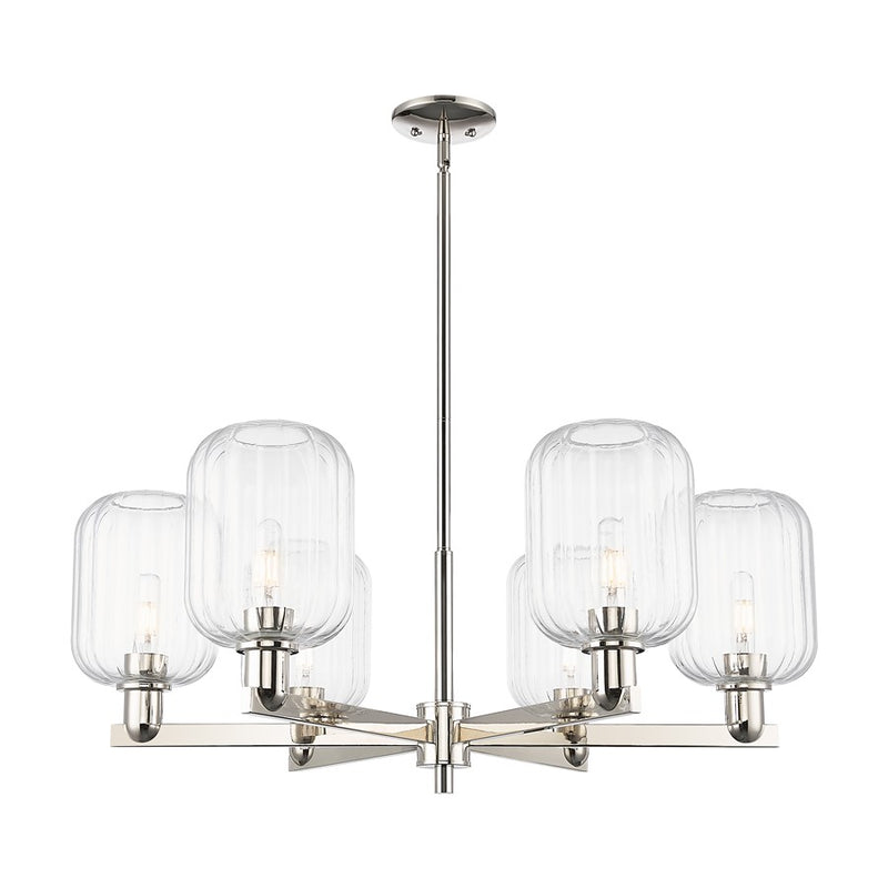 Innovations Preston 6Lt 24" Jar Stem Chandelier, PN/Clear - 716-6CR-PN-G460-7CL