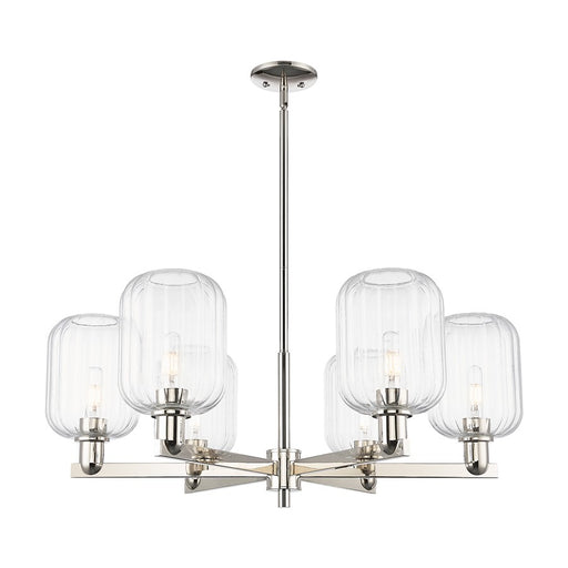 Innovations Preston 6Lt 24" Jar Stem Chandelier, PN/Clear - 716-6CR-PN-G460-7CL