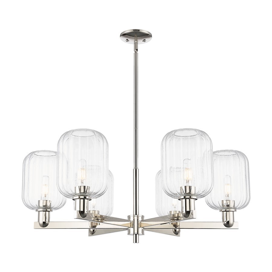 Innovations Preston 6Lt 24" Jar Stem Chandelier, PN/Clear - 716-6CR-PN-G460-7CL