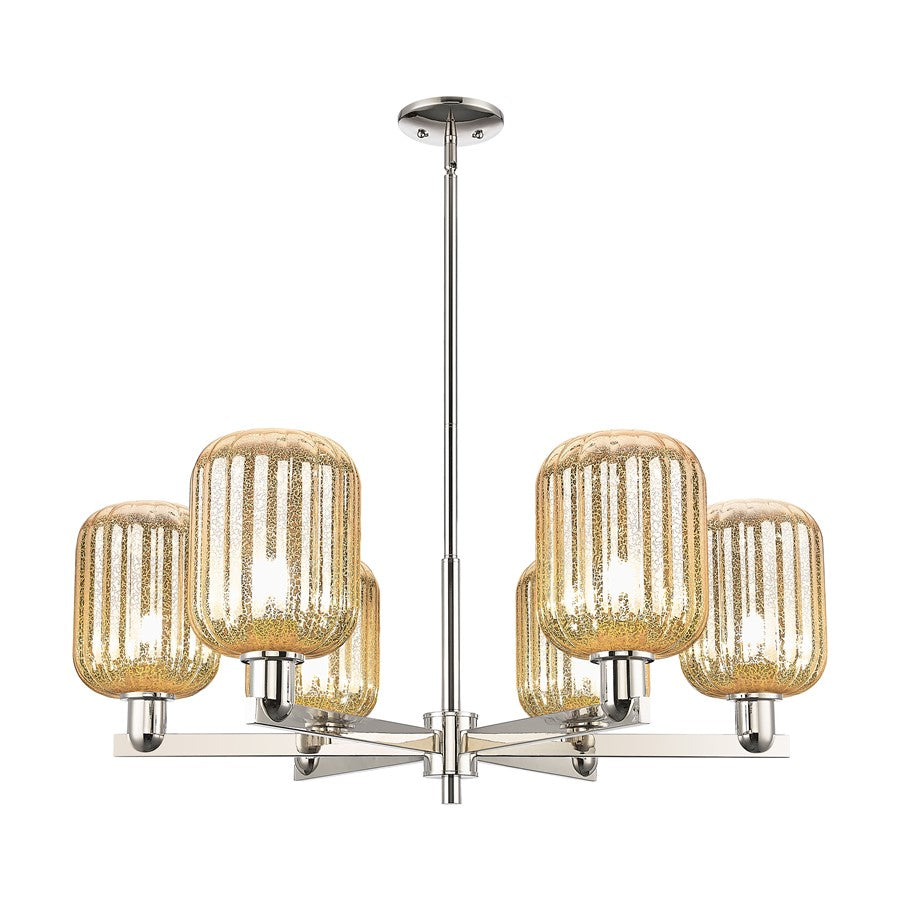 Innovations Preston 6Lt 24" Jar Stem Chandelier, PN/MC - 716-6CR-PN-G460-7ME