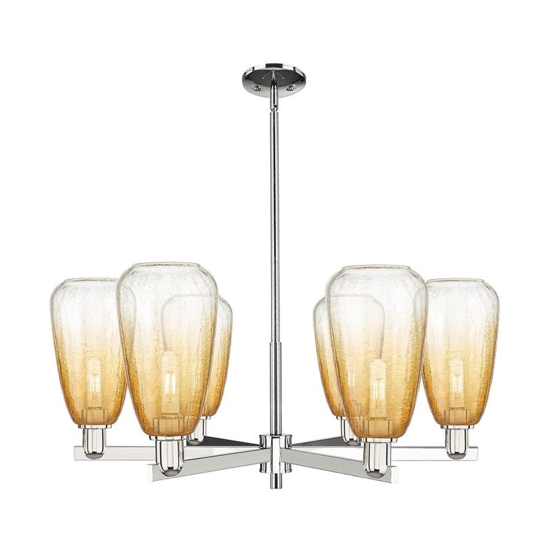 Innovations BH Almond 6Lt 24" Stem Chandelier, PN/AM - 716-6CR-PN-G480-6AM