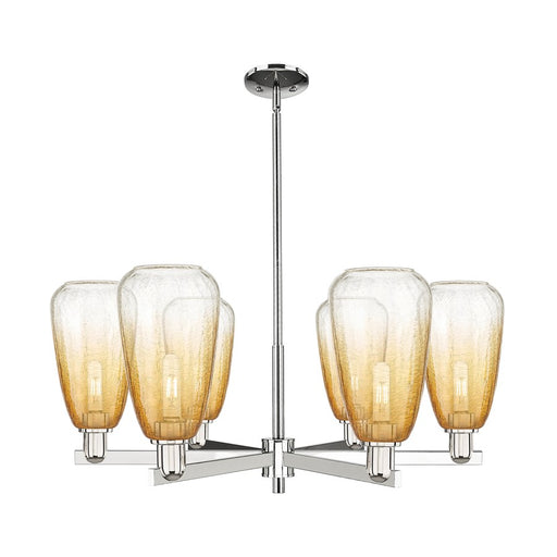 Innovations BH Almond 6Lt 24" Stem Chandelier, PN/AM - 716-6CR-PN-G480-6AM