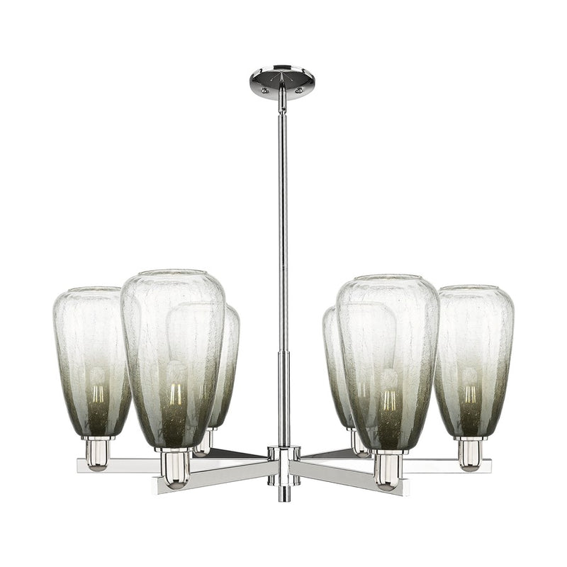 Innovations BH Almond 6Lt 24" Stem Chandelier, PN/SL - 716-6CR-PN-G480-6SL