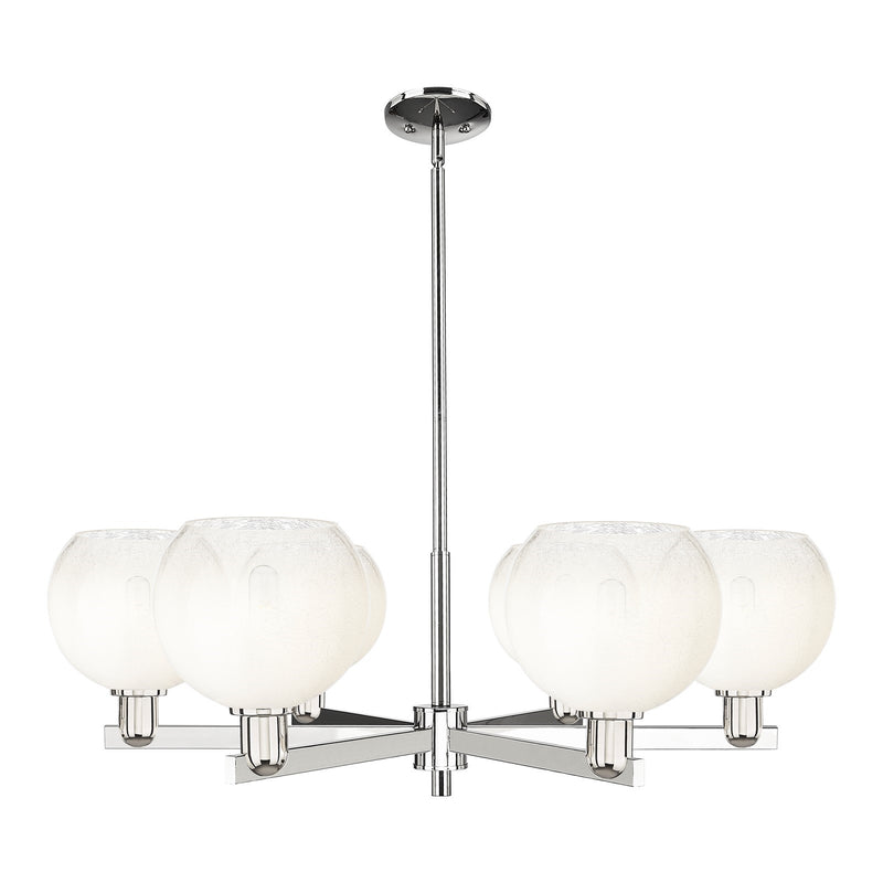 Innovations Brookhaven Globe 38in 6-Light Chandelier | Industrial Polished Nickel and Opal Glass | Dining Room & Living Room | Model 716-6CR-PN-G483-8OP