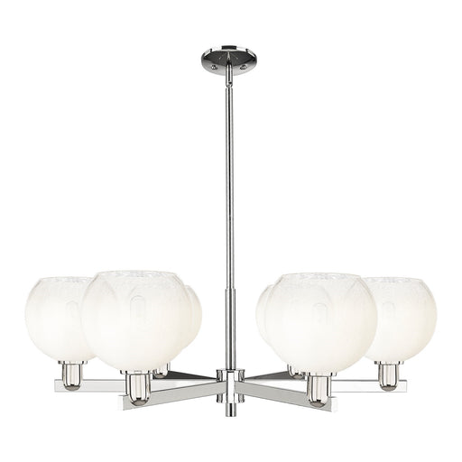 Innovations Brookhaven Globe 38in 6-Light Chandelier | Industrial Polished Nickel and Opal Glass | Dining Room & Living Room | Model 716-6CR-PN-G483-8OP