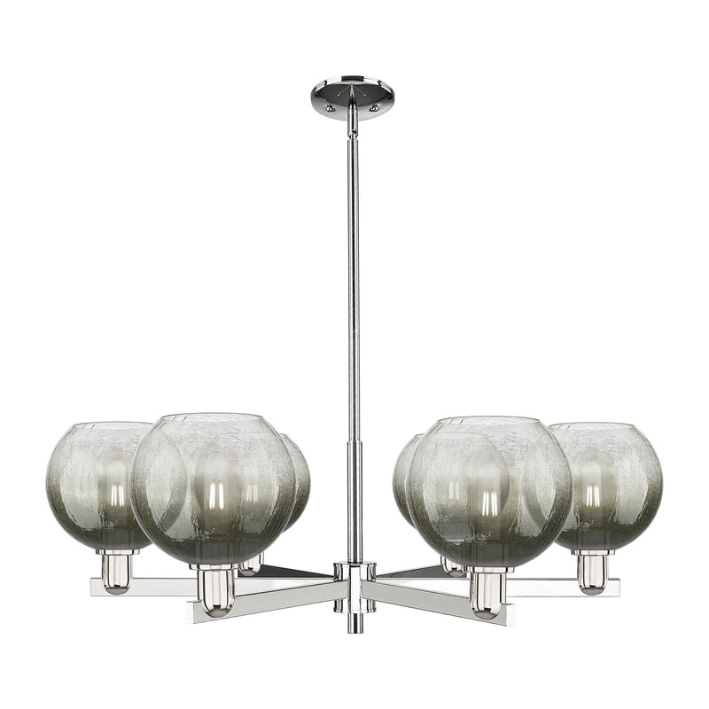 Innovations Brookhaven Globe 38in 6-Light Chandelier | Industrial Polished Nickel and Slate Glass | Damp-Rated Dining Room & | Model 716-6CR-PN-G483-8SL