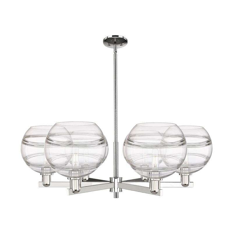 Innovations Rochester 40in 6-Light Chandelier | Industrial Polished Nickel Steel and Clear Glass | Kitchen Island & Dining | Model 716-6CR-PN-G556-10CL