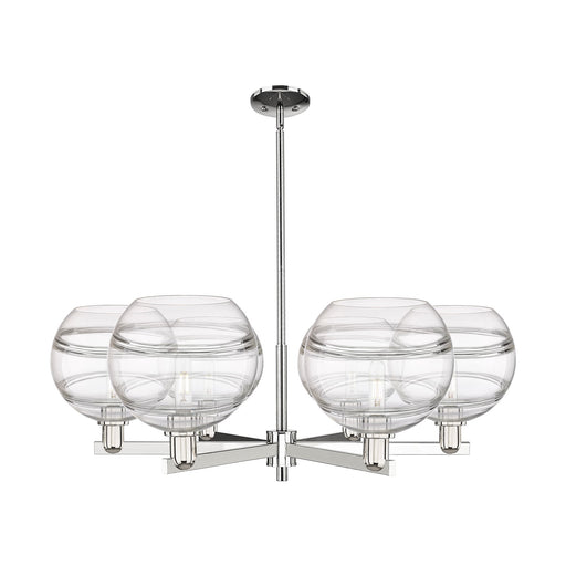 Innovations Rochester 40in 6-Light Chandelier | Industrial Polished Nickel Steel and Clear Glass | Kitchen Island & Dining | Model 716-6CR-PN-G556-10CL