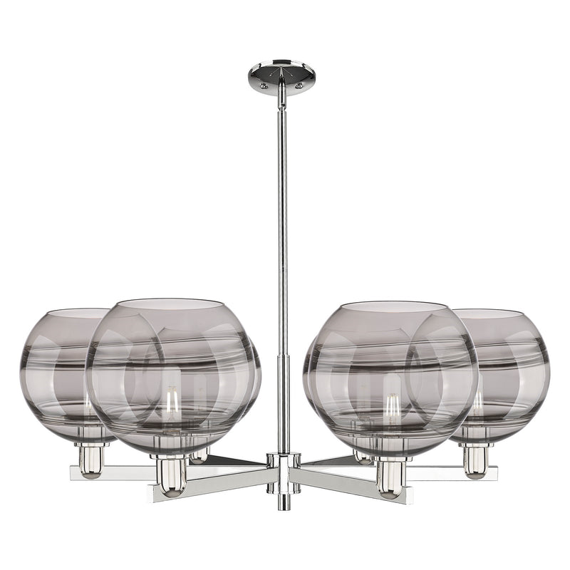 Innovations Rochester 40in 6-Light Chandelier | Industrial Polished Nickel and Light Smoke Glass | Kitchen Island & Dining | Model 716-6CR-PN-G556-10SM