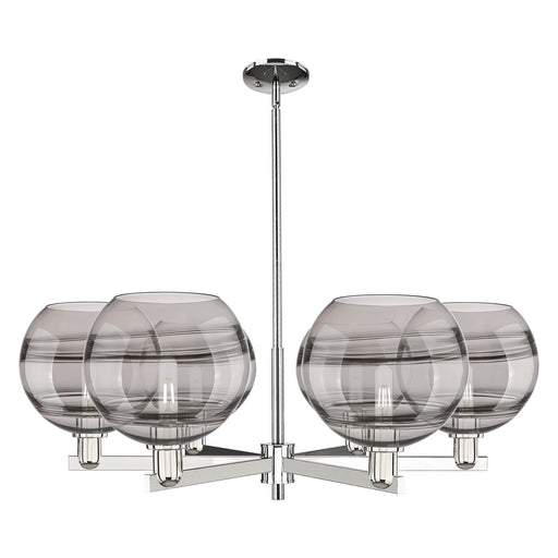 Innovations Rochester 40in 6-Light Chandelier | Industrial Polished Nickel and Light Smoke Glass | Kitchen Island & Dining | Model 716-6CR-PN-G556-10SM