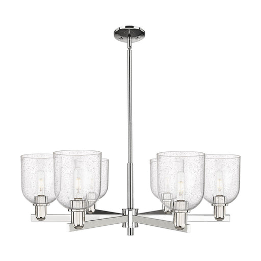 Innovations Bella 35in 6-Light Chandelier | Industrial Polished Nickel and Seedy Glass | Dining Room & Living Room | Model 716-6CR-PN-G558-6SDY