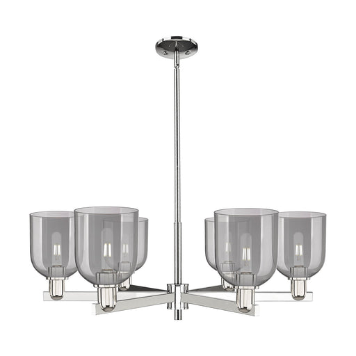 Innovations Bella 35in 6-Light Chandelier | Industrial Polished Nickel and Light Smoke Glass | Dining Room & Living Room | Model 716-6CR-PN-G558-6SM