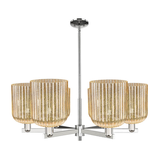 Innovations Bridal Veil 38in 6-Light Chandelier | Industrial Polished Nickel and Mercury Ribbed Glass | Kitchen Island & | Model 716-6CR-PN-G559-8ME