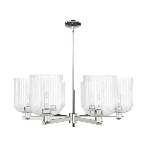 Innovations Bridal Veil 38in 6-Light Chandelier | Industrial Polished Nickel and Seedy Bell Glass | Dining Room & Living Room | Model 716-6CR-PN-G559-8SDY
