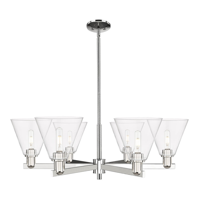 Innovations Berkshire Glass 38in 6-Light Chandelier | Industrial Modern Contempo Polished Nickel and Clear Glass | Kitchen | Model 716-6CR-PN-GBC-82