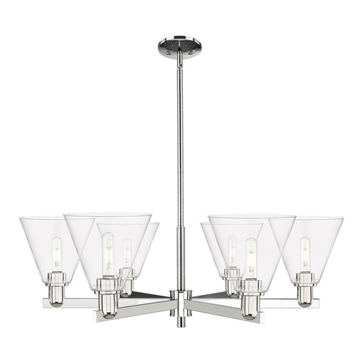 Innovations Berkshire Glass 38in 6-Light Chandelier | Industrial Modern Contempo Polished Nickel and Clear Glass | Kitchen | Model 716-6CR-PN-GBC-82