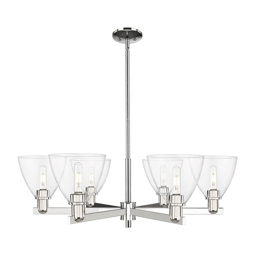 Innovations Bristol 37in 6-Light Chandelier | Industrial Polished Nickel and Clear Glass | Dining Room & Living Room | Model 716-6CR-PN-GBD-752