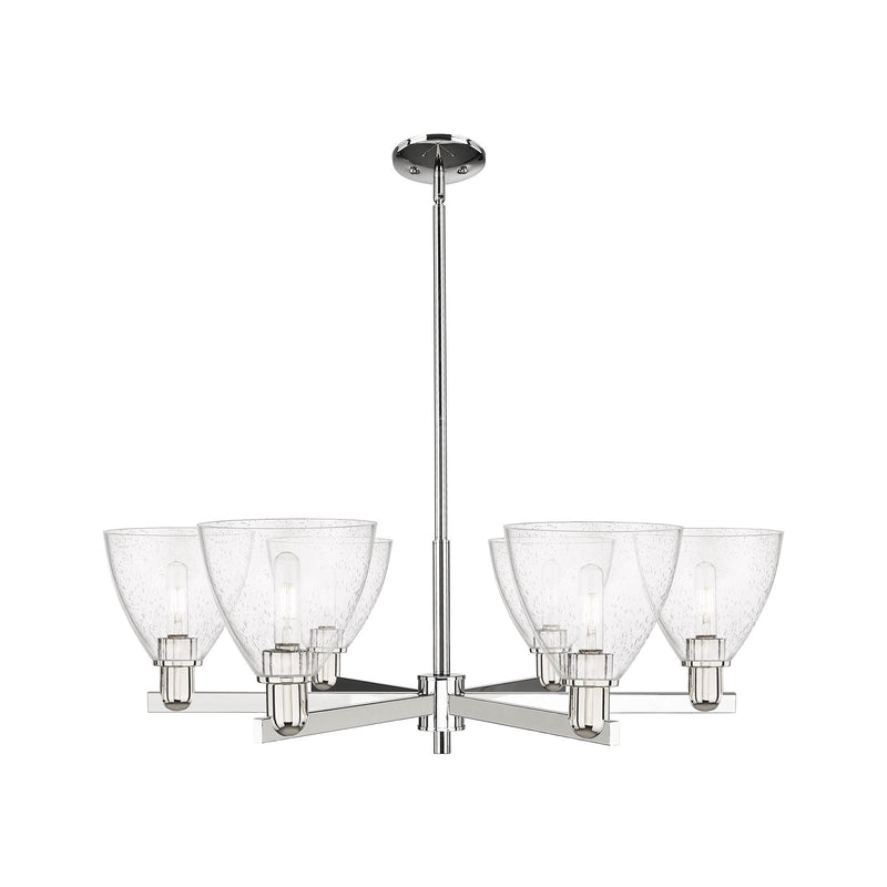 Innovations Bristol 37in 6-Light Chandelier | Industrial Polished Nickel and Seedy Glass | Dining Room & Living Room | Model 716-6CR-PN-GBD-754