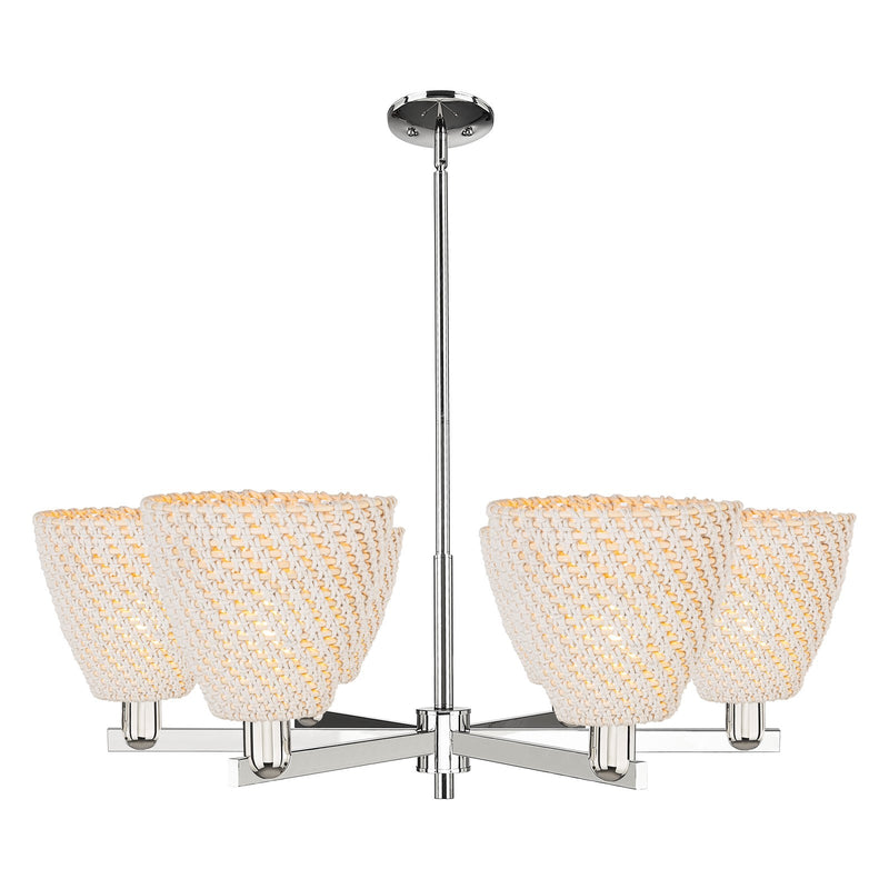 Innovations Bristol Natural 39in 6-Light Chandelier | Industrial Polished Nickel and Natural Fiber Dome Shade | Dining Room & | Model 716-6CR-PN-NBD-9-NAT