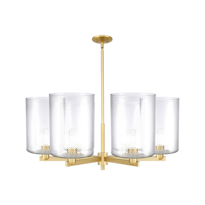 Innovations Cobbleskill 39in 6-Light Chandelier | Industrial Satin Gold Steel and Clear Glass | Dining Room & Living Room | Model 716-6CR-SG-G112-L