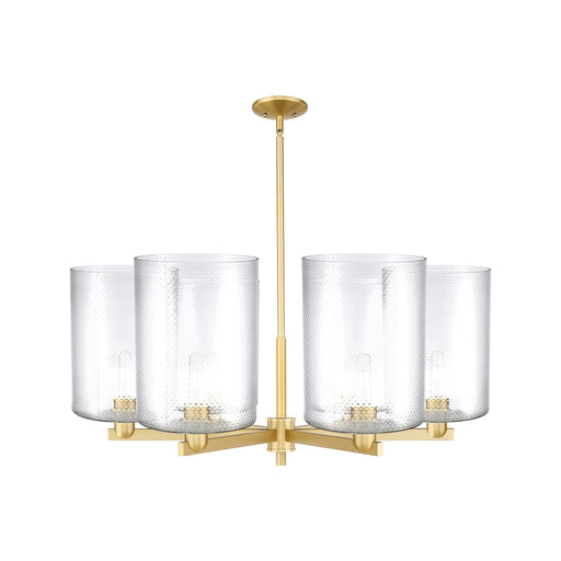 Innovations Cobbleskill 39in 6-Light Chandelier | Industrial Satin Gold Steel and Clear Glass | Dining Room & Living Room | Model 716-6CR-SG-G112-L