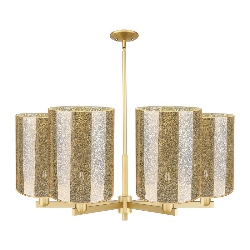 Innovations Cobbleskill 39in 6-Light Chandelier | Industrial Satin Gold and Mercury Glass | Dining Room & Living Room | Model 716-6CR-SG-G116-L