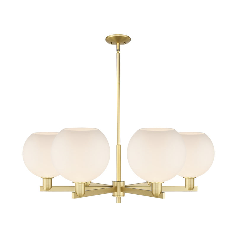Innovations Athens 40in 6-Light Chandelier | Industrial Satin Gold Steel and Matte White Glass | Dining Room & Living Room | Model 716-6CR-SG-G121-10