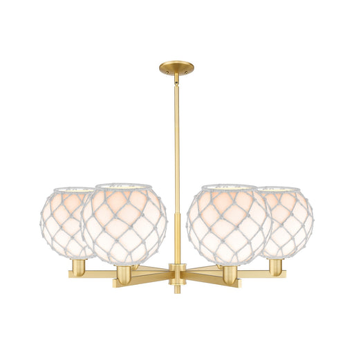 Innovations Farmhouse Rope 40in 6-Light Chandelier | Industrial Satin Gold Steel and White Glass with Rope | Dining Room & | Model 716-6CR-SG-G121-10RW