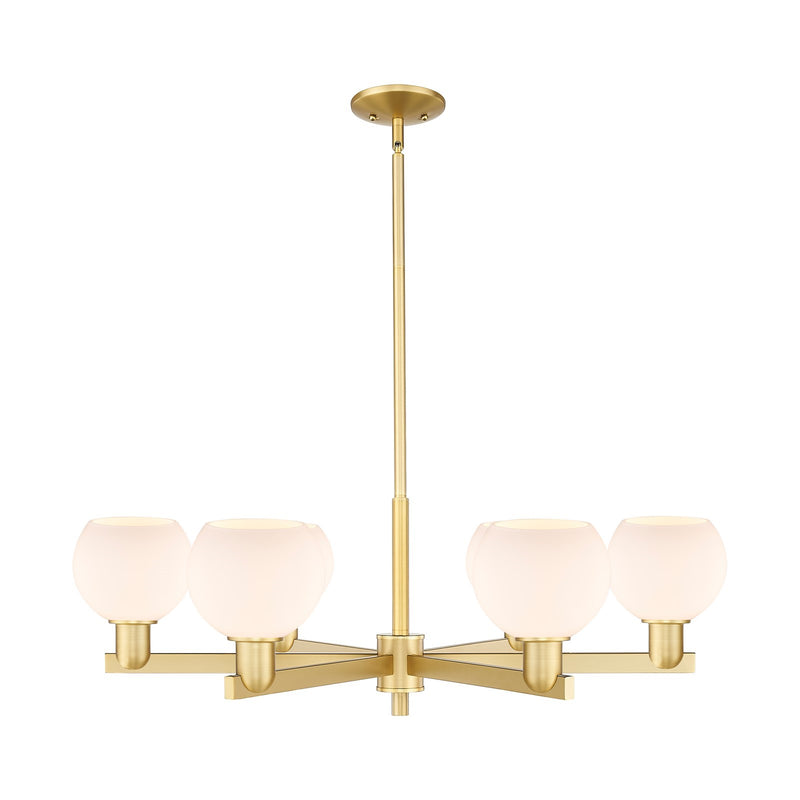 Innovations Athens 36in 6-Light Chandelier | Industrial Satin Gold and Matte White Glass | Dining Room & Living Room | Model 716-6CR-SG-G121-6