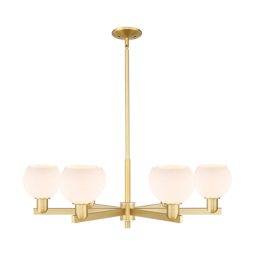 Innovations Athens 36in 6-Light Chandelier | Industrial Satin Gold and Matte White Glass | Dining Room & Living Room | Model 716-6CR-SG-G121-6
