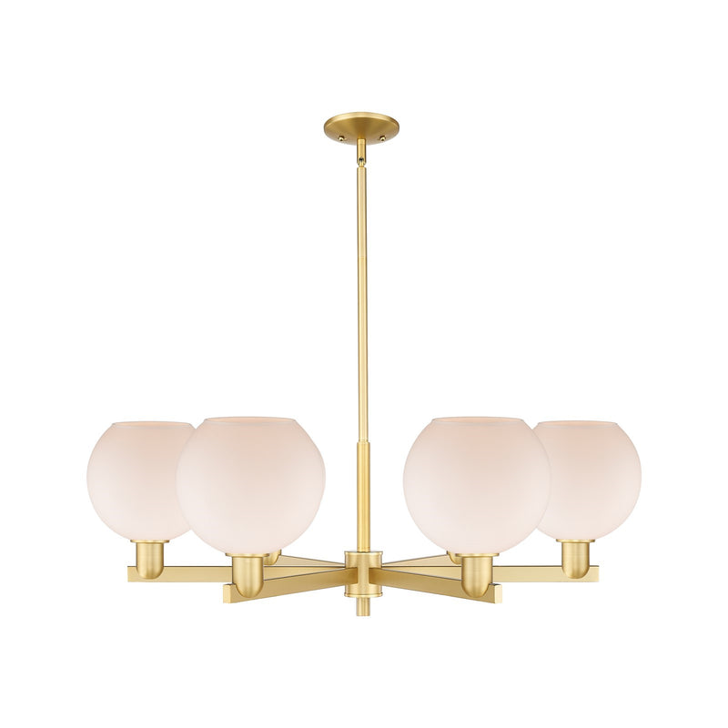 Innovations Athens 38in 6-Light Chandelier | Industrial Satin Gold Steel and Matte White Glass | Dining Room & Living Room | Model 716-6CR-SG-G121-8