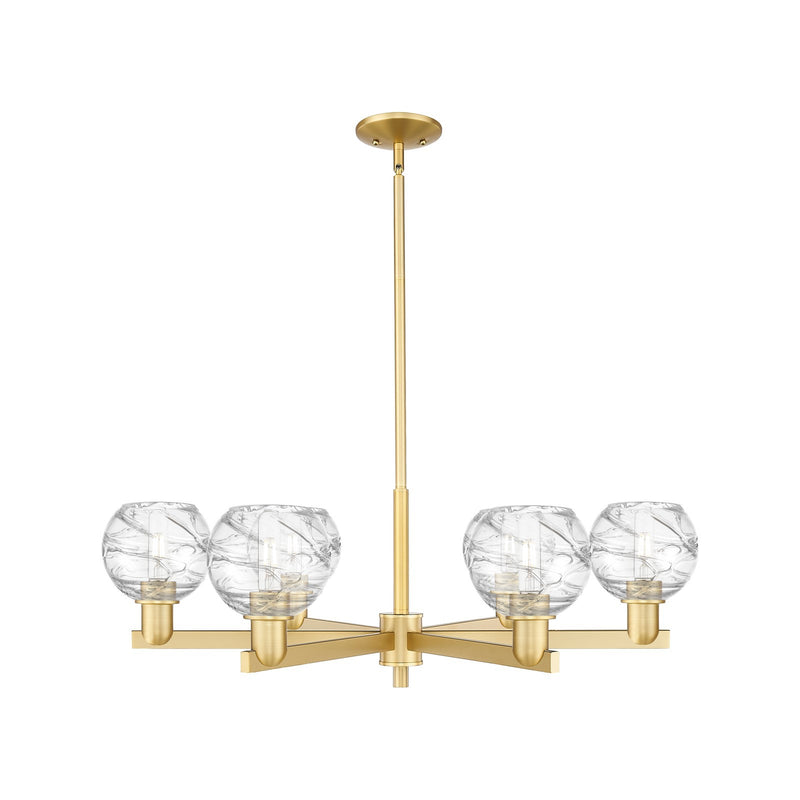 Innovations Athens Deco Swirl 35.625in 6-Light Chandelier | Industrial Satin Gold Steel and Clear Glass | Dining Room & | Model 716-6CR-SG-G1213-6CL